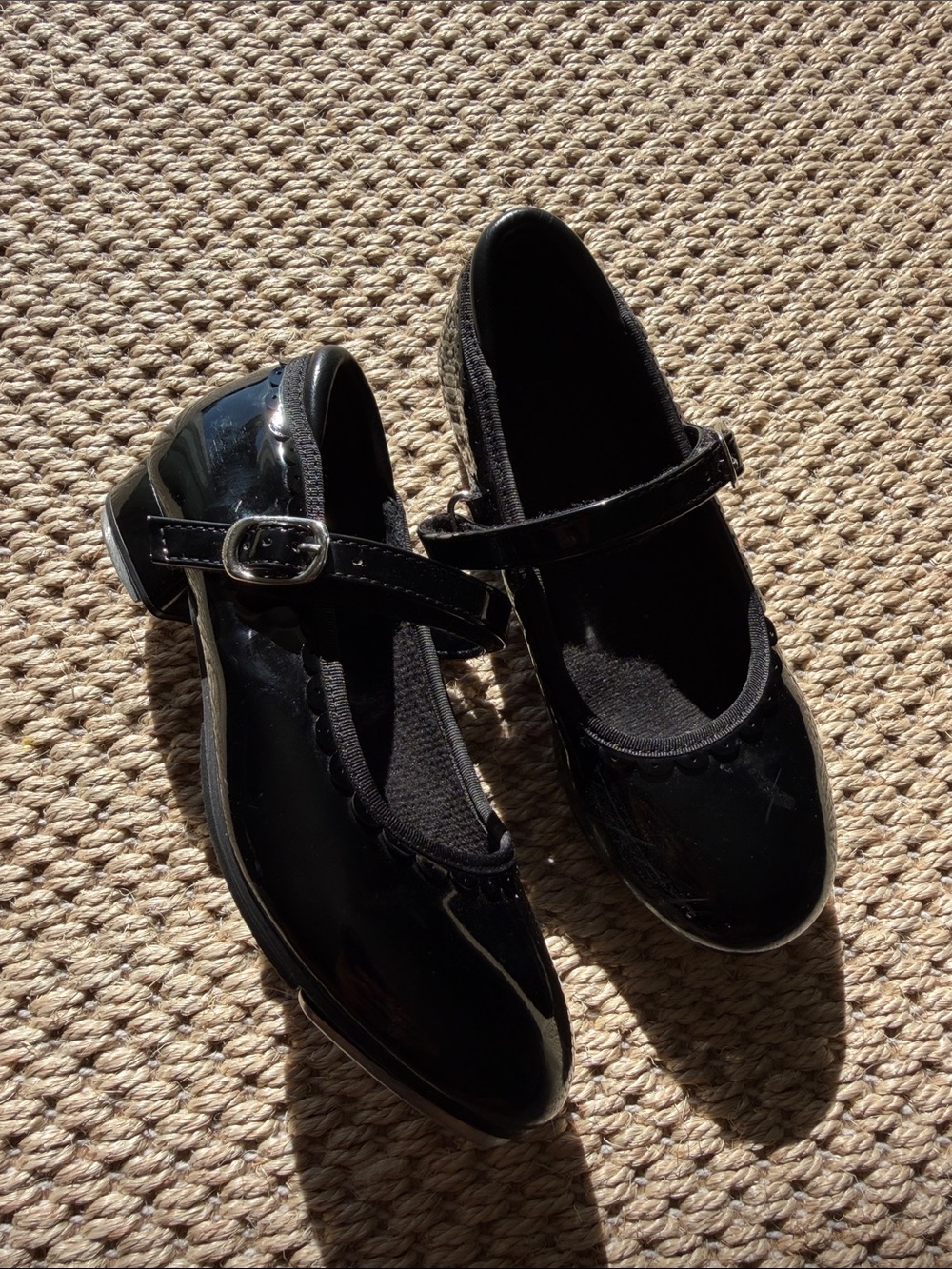 Girls Stelle Black Patent Mary Jane Tap Shoes size 13